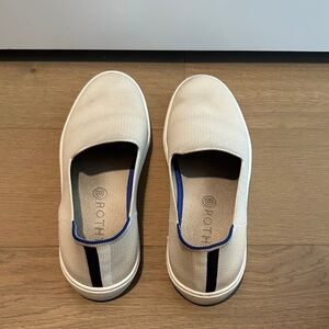 Rothy's Sneaker - Cream with Blue Trim